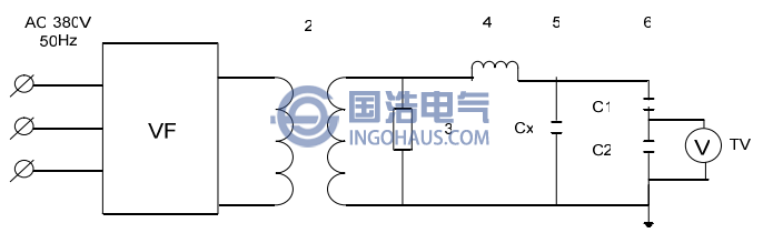 變頻式串聯(lián)諧振交流耐壓試驗(yàn)裝置原理接線(xiàn)圖